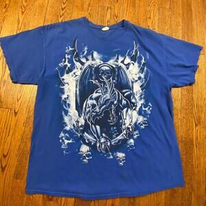 Y2K Skulls with Dragons Wings Smoke Emo Goth Skater T Shirt